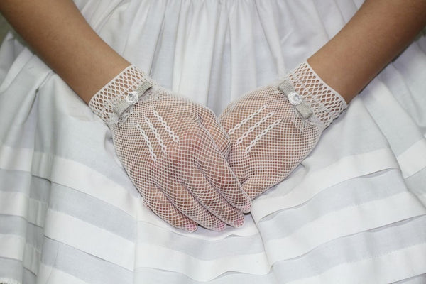 Soft Mesh Communion Gloves with bow embellishment | Accessories